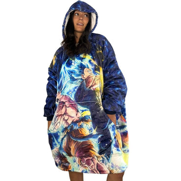 ltra Instinct Vegeta & Goku Wearable Blanket Hoodie for Kids & Adults (ONLINE ORDER ONLY)