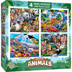 World of Animals 100 Piece Jigsaw Puzzles 4-Pack V1 (ONLINE ORDER ONLY)
