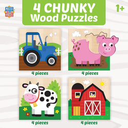 Farm Chunky Wood Puzzles - Kids 4-Pack