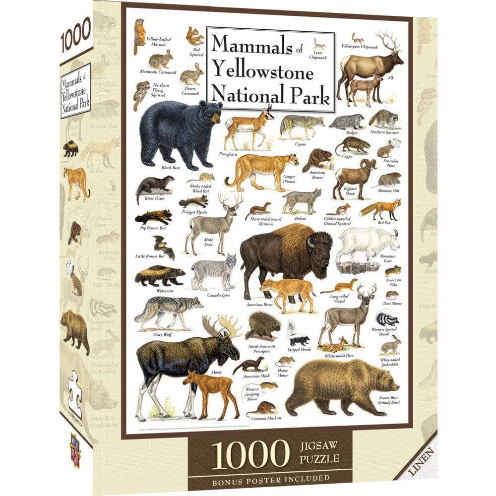 Mammals of Yellowstone National Park 1000 Piece Jigsaw Puzzle (ONLINE ORDER ONLY)