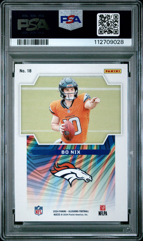 Graded 2024 Panini Illusions NFL Bo Nix #18 Game Magicians Rookie RC Football Card PSA 10 Gem Mint (ONLINE ORDER ONLY)