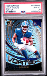 Graded 2024 Panini Donruss Malik Nabers #VORMNA Vortex Rookie RC Football Card PSA 10 Gem Mint (ONLINE ORDER ONLY)
