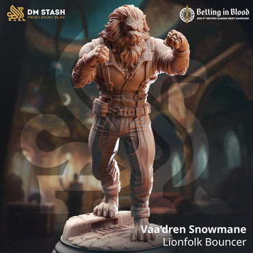Vaa'dren Snowmane, Lionfolk Bouncer (Male Leonin Pugilist) (Online Only)
