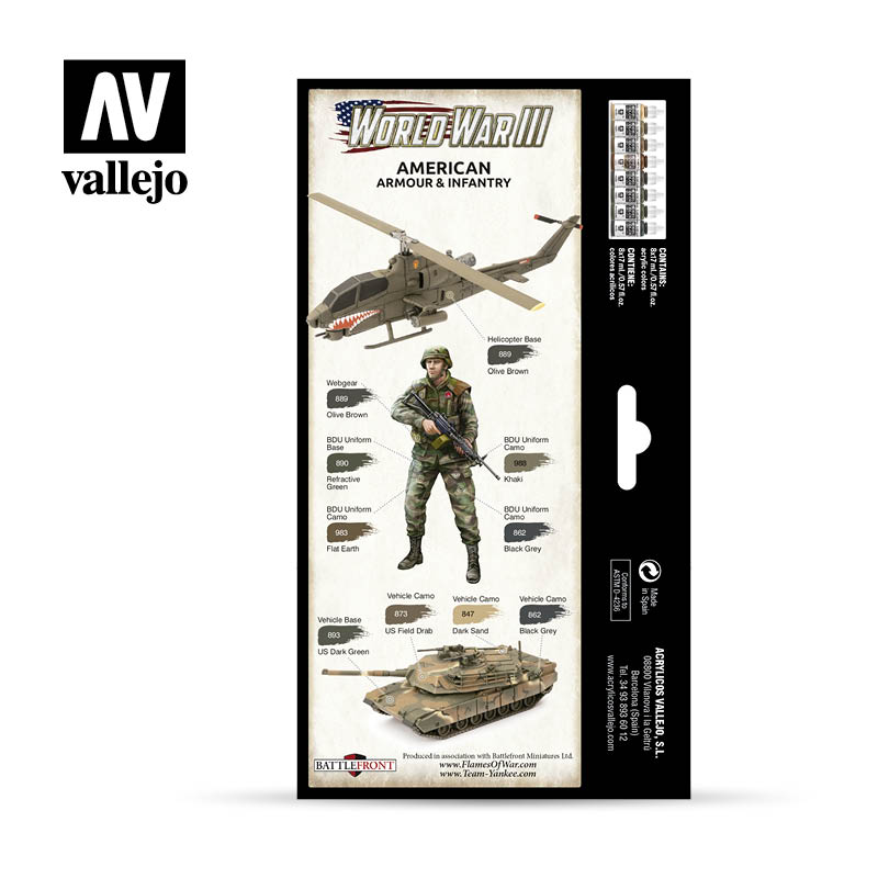 Model Color: WWIII Paint Set - American Armour & Infantry (ONLINE ORDER ONLY)
