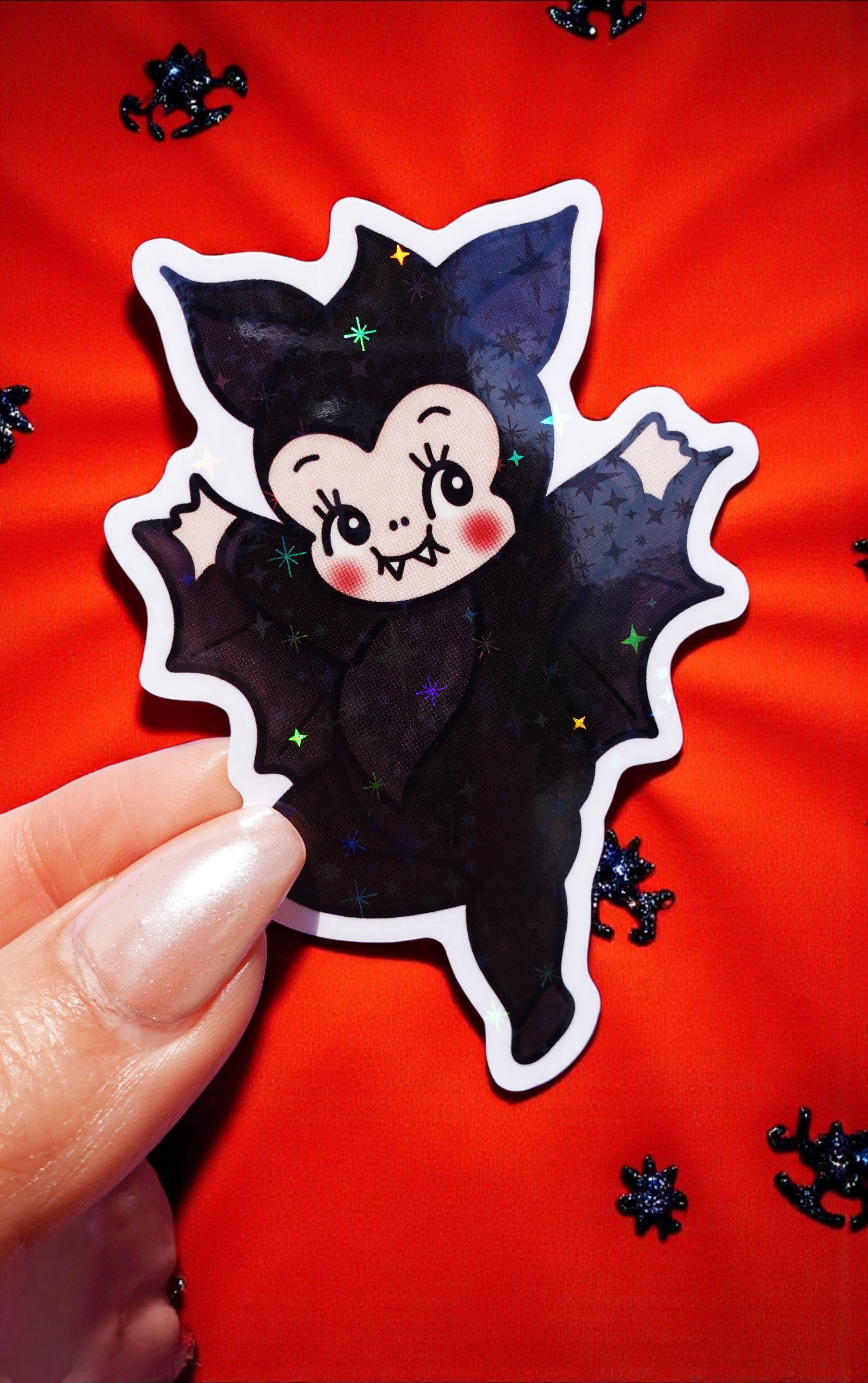 Vampire Bat Sticker – Cute Gothic Glitter Vinyl Sticker (ONLINE ORDER ONLY)