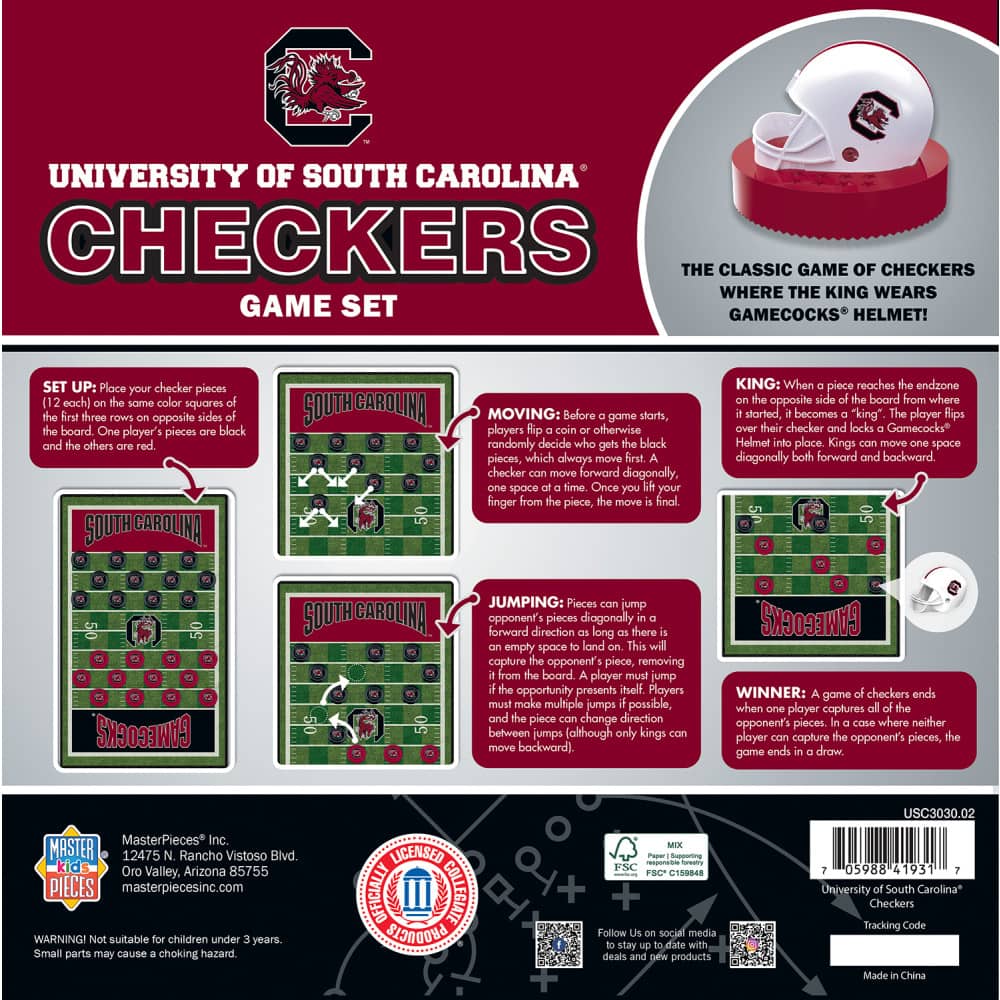 South Carolina Gamecocks Checkers Board Game