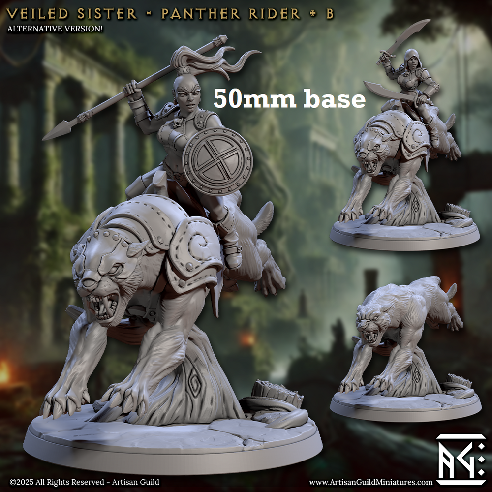 Veiled Sister Panther Rider: Sculpt B (Female Human Fighter / Assassin Cavalry Unit) (Online Order Only)