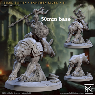 Veiled Sister Panther Rider: Sculpt B (Female Human Fighter / Assassin Cavalry Unit) (Online Order Only)