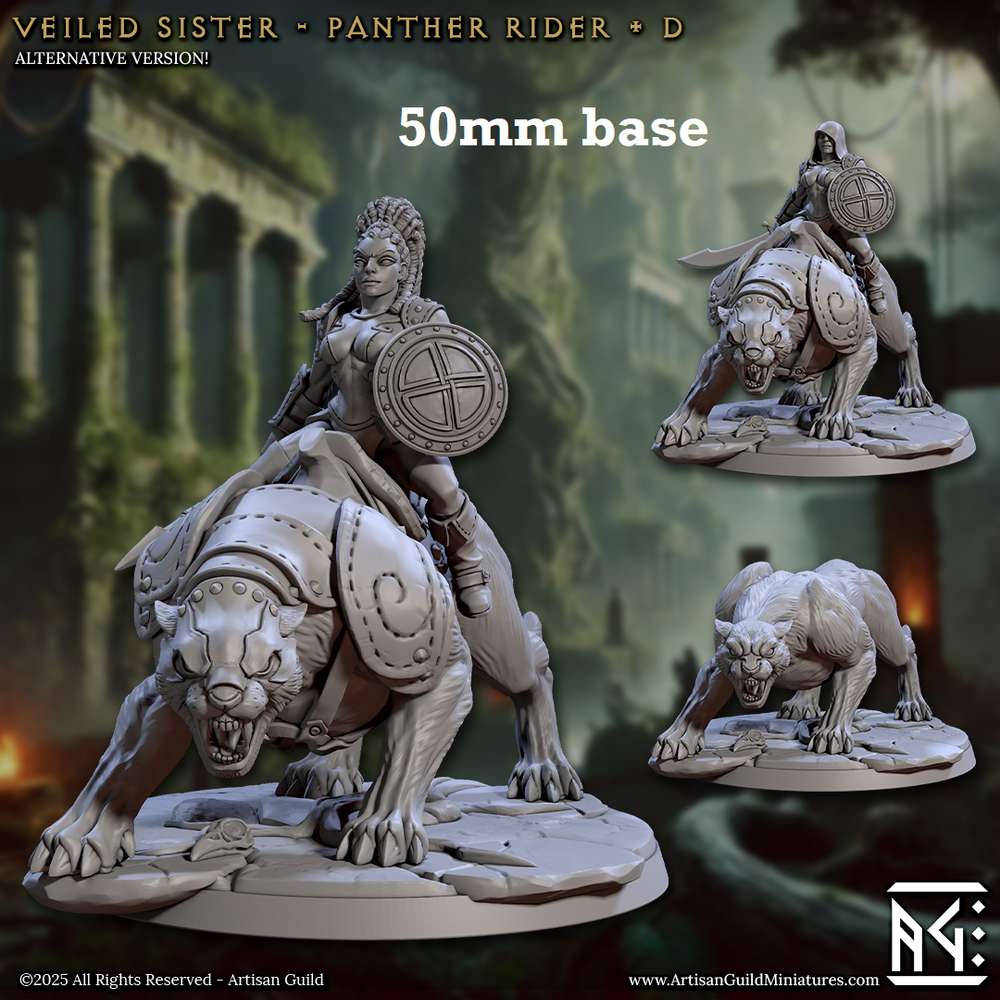 Veiled Sister Panther Rider: Sculpt D (Female Human Fighter Cavalry Unit) (Online Order Only)