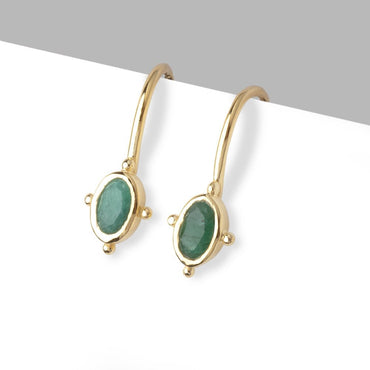 Vermeil Emerald Oval Earring Set of 2 pieces (ONLINE ORDER ONLY)