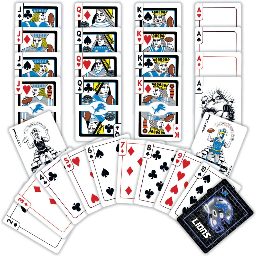 Detroit Lions Neon Playing Cards - 54 Card Deck