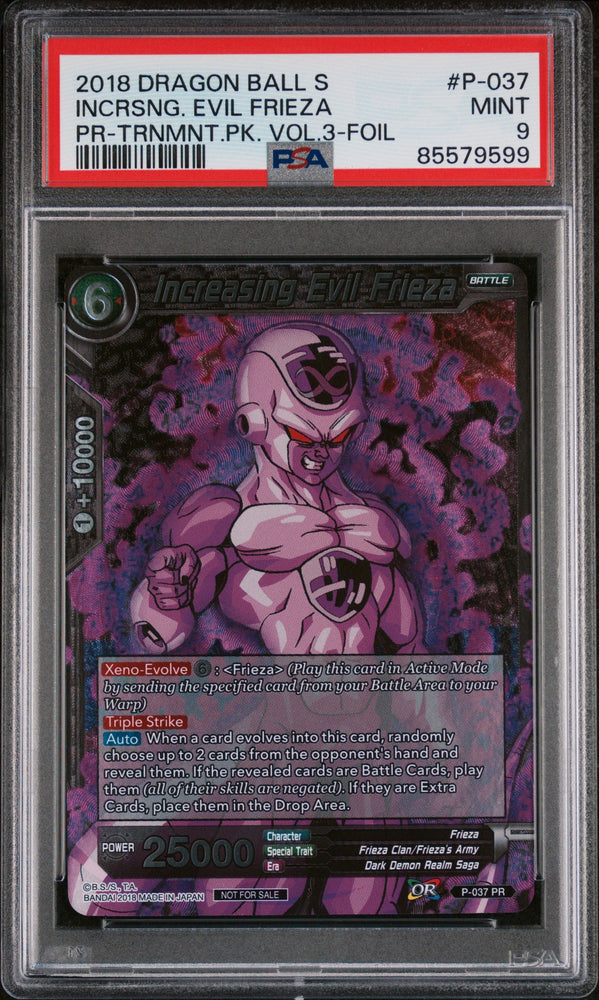 2018 DRAGON BALL SUPER INCRSNG. EVIL FRIEZA #P-037 - PSA 9 (Online Order Only)
