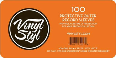 Vinyl Styl - 12.75" X 12.75" - 3 Mil Protective Outer Record Sleeve 100CT [Turntable Accessories] (ONLINE ORDER ONLY)