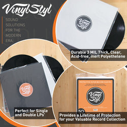 Vinyl Styl® 12 Inch Record Outer Sleeve Polyethylene - 1000 Count Bulk (Clear) (Large Item, Ships in Own Container) [Sleeves] (ONLINE ORDER ONLY)