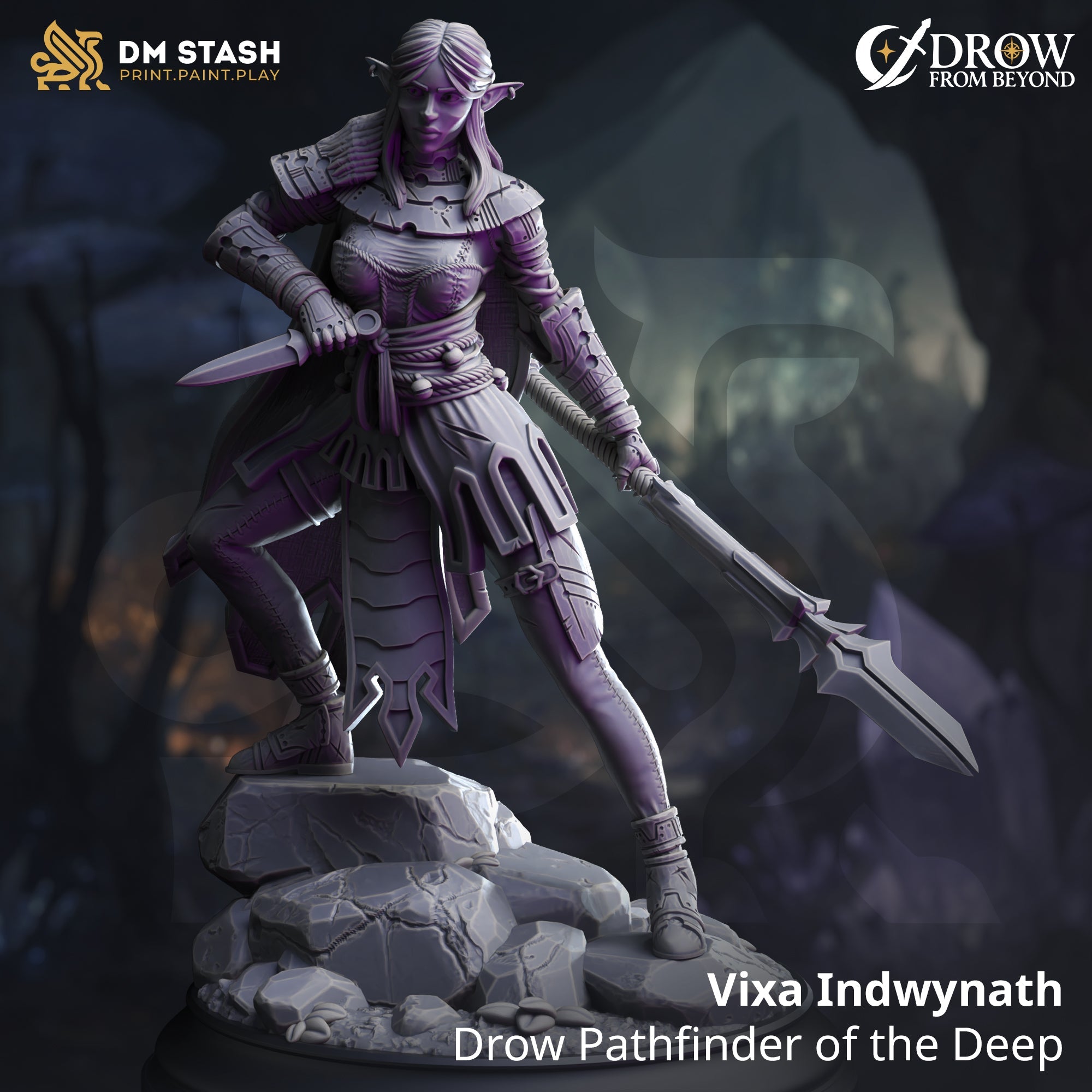 Vixa Indwynath, Pathfinder of the Deep (Female Drow Druid) (ONLINE ORDER ONLY)
