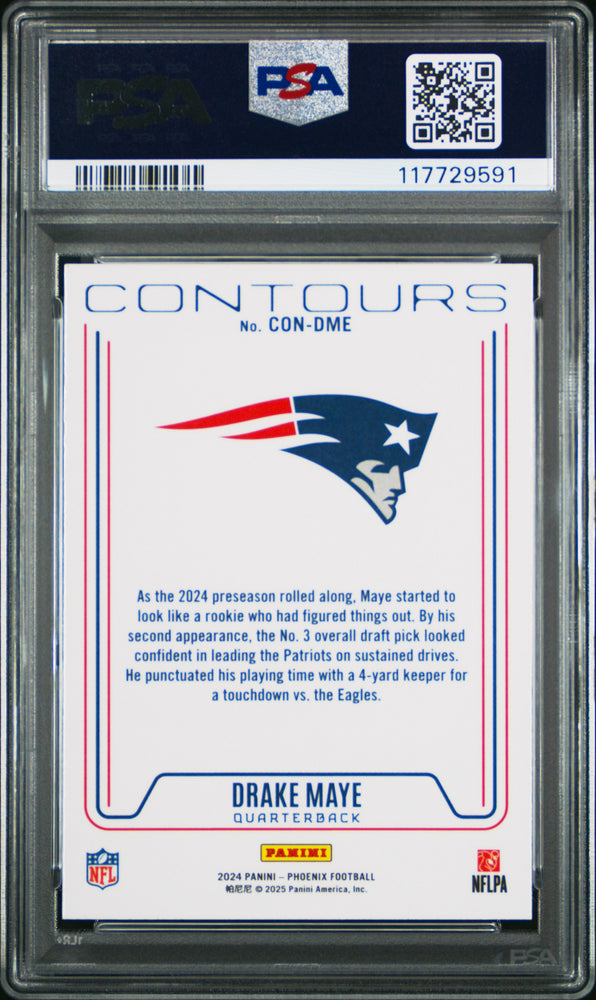 Graded 2024 Panini Phoenix Drake Maye #CONDME Contours Rookie RC Football Card PSA 10 Gem Mint (ONLINE ORDER ONLY)