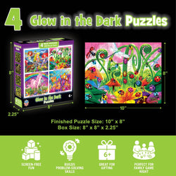Glow in the Dark 100 Piece Jigsaw Puzzles - 4-Pack V1
