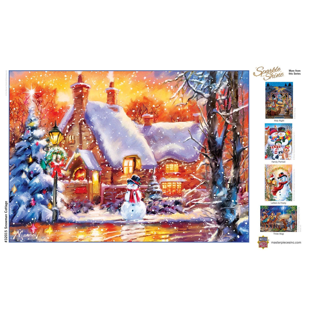 Sparkle & Shine - Snowman Cottage 500 Piece Glitter Jigsaw Puzzle (ONLINE ORDER ONLY)