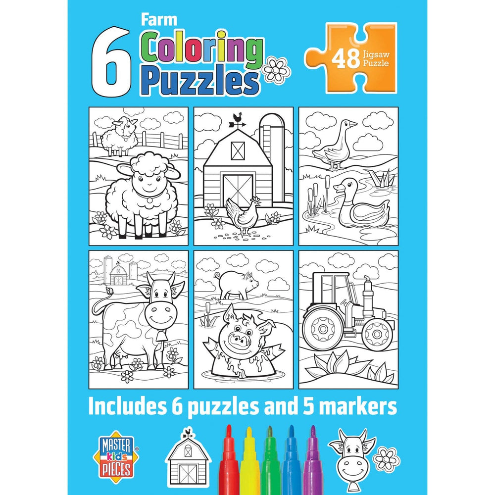 Coloring Puzzles 6-Pack - Farm 48 Piece Puzzles (ONLINE ORDER ONLY)