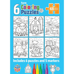 Coloring Puzzles 6-Pack - Farm 48 Piece Puzzles (ONLINE ORDER ONLY)