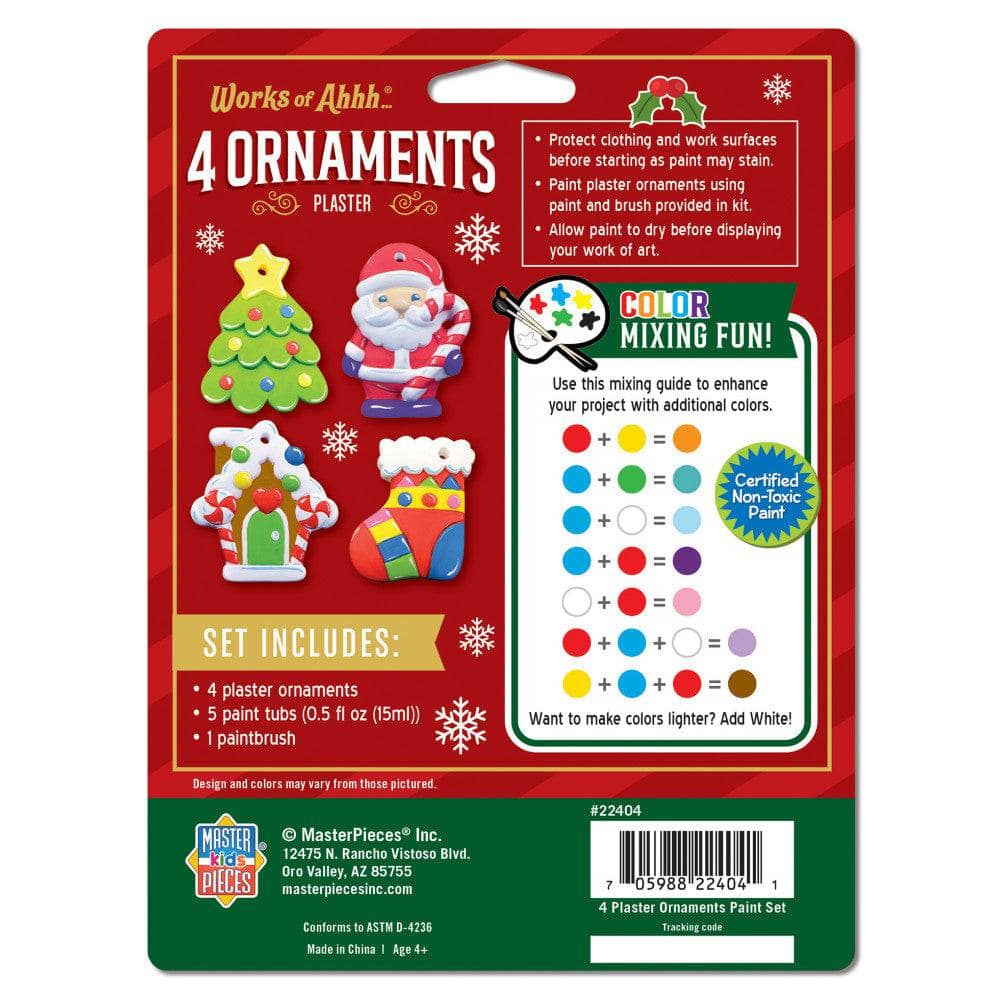 Holiday Ornaments - 4-Pack Plaster Paint Kit (ONLINE ORDER ONLY)