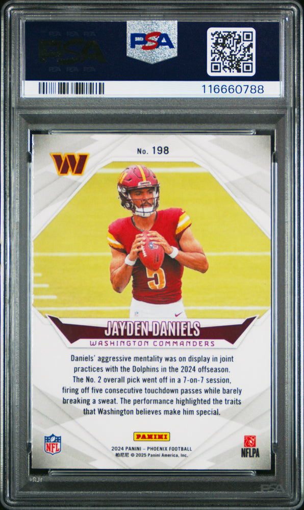 Graded 2024 Panini Phoenix Jayden Daniels #198 Rookie RC Football Card PSA 10 Gem Mint (ONLINE ORDER ONLY)
