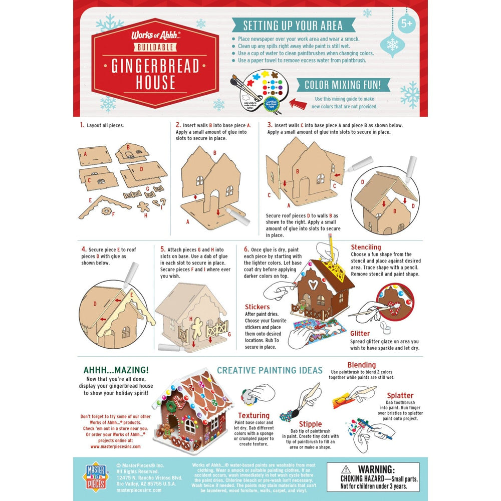 Holiday Craft Kit - Buildable Gingerbread House Wood Paint Kit (ONLINE ORDER ONLY)