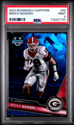 Graded 2023 Bowman U Sapphire Brock Bowers #50 Rookie RC Football Card PSA 9 Mint (ONLINE ORDER ONLY)