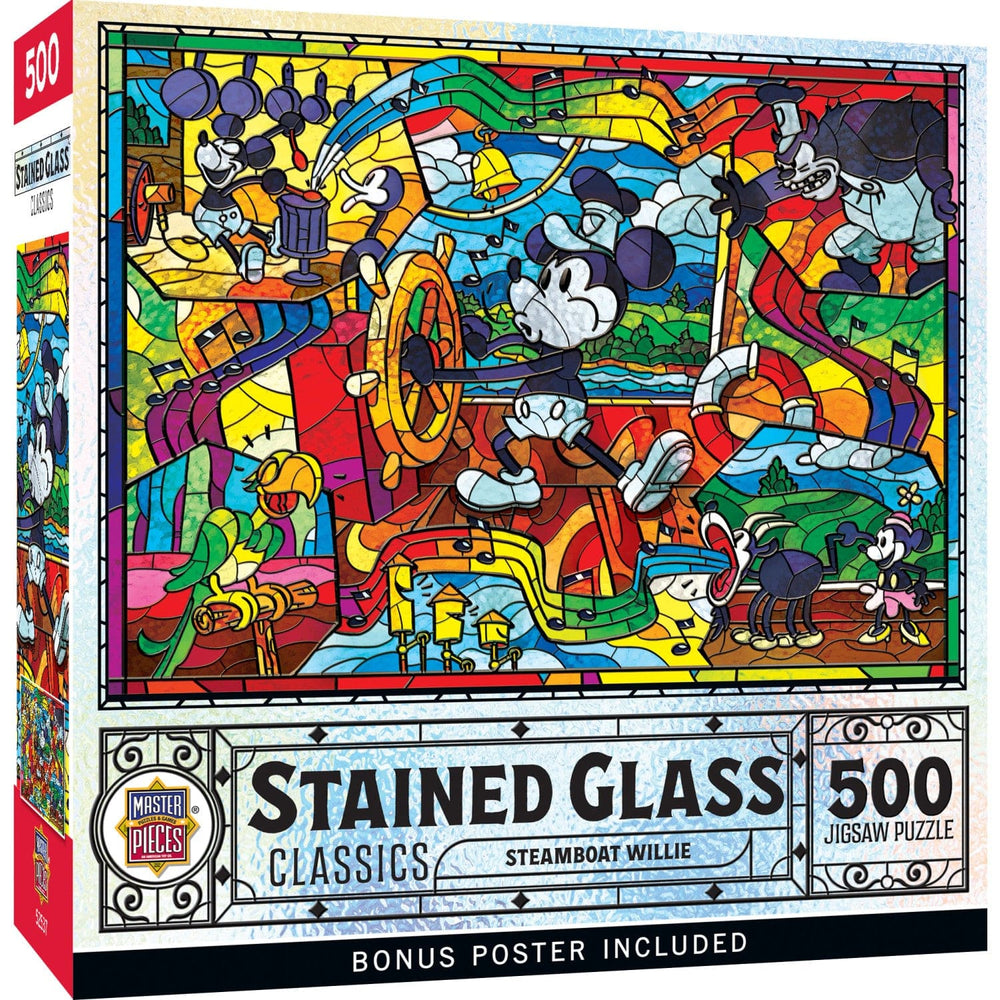 Stained Glass - Steamboat Willie 500 Piece Jigsaw Puzzle (ONLINE ORDER ONLY)