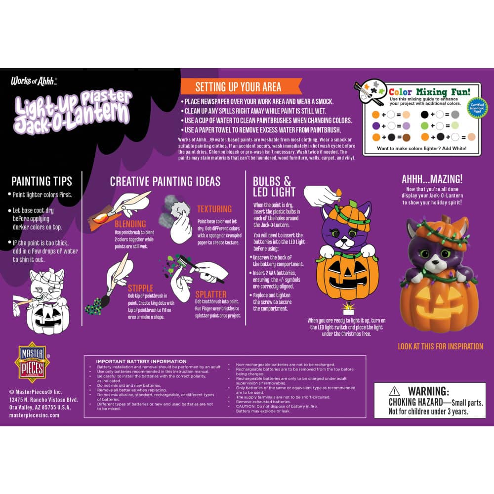 Jack-O-Lantern - 6" Light-Up Plaster Paint Kit (ONLINE ORDER ONLY)