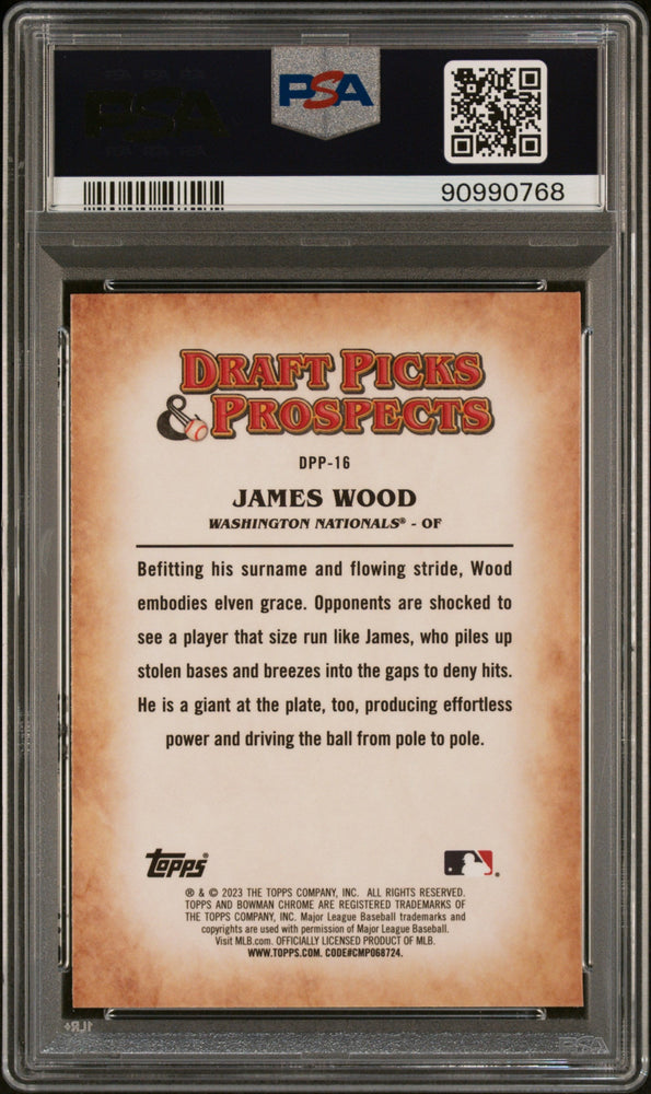 Graded 2023 Topps Bowman Draft James Wood #DPP16 Draft Picks & Prospects Rookie RC Baseball Card PSA 10 Gem Mint (ONLINE ORDER ONLY)