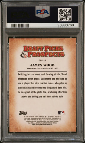 Graded 2023 Topps Bowman Draft James Wood #DPP16 Draft Picks & Prospects Rookie RC Baseball Card PSA 10 Gem Mint (ONLINE ORDER ONLY)