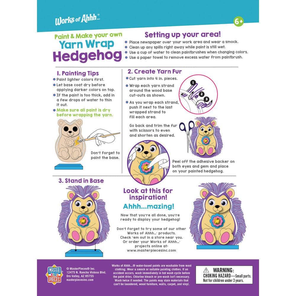 Hedgehog - Wood Yarn Wrapping Craft & Paint Kit