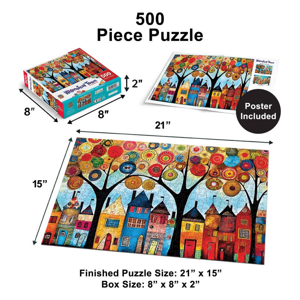 Whimsical Town - Our Neighborhood 500 Piece Jigsaw Puzzle