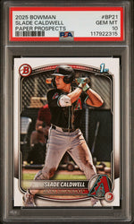 Graded 2025 Topps Bowman Slade Caldwell #BP21 Paper Prospects Rookie RC Baseball Card PSA 10 Gem Mint (ONLINE ORDER ONLY)