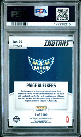 Graded 2025 Panini Instant Paige Bueckers #14 Rookie RC Basketball Card PSA 10 Gem Mint (ONLINE ORDER ONLY)
