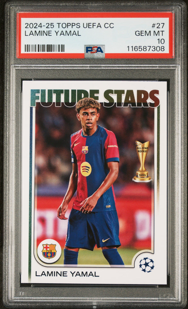 Graded 2024 Topps UEFA CC Lamine Yamal #27 Soccer Card PSA 10 Gem Mint (ONLINE ORDER ONLY)