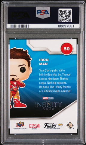 2023 UPPER DECK FUNKO POP MARVEL  IRON MAN PATINA #50  PSA 10 (Online Order Only)