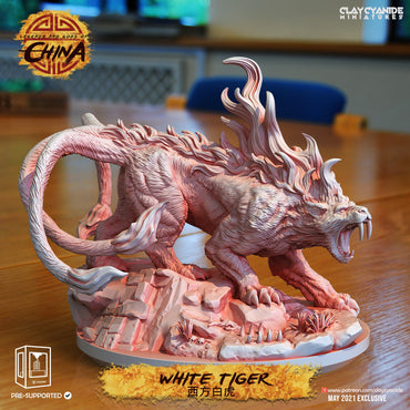 3D Printed Clay Cyanide White Tiger Legends and Gods Of China 28 32 mm D&D (Online Only)