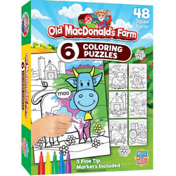 Old MacDonald's Farm Coloring Puzzles 6-Pack - 48 Piece Puzzles