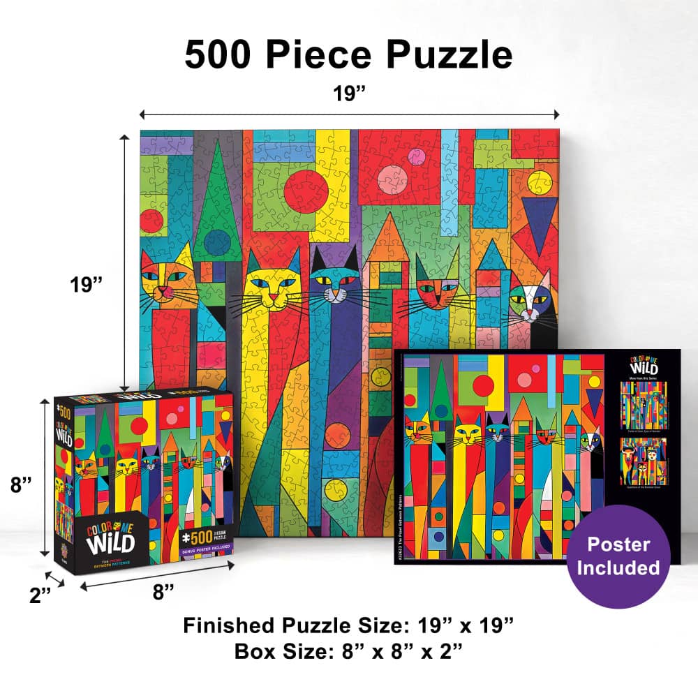 Color Me Wild - The Prowl Between Patterns 500 Piece Jigsaw Puzzle