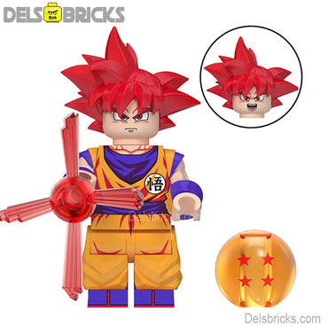 Goku Red Hair NEW Dragon Ball Z Lego Minifigures Custom Anime Toys (ONLINE ORDER ONLY)