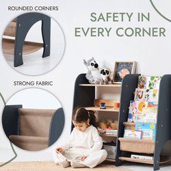 Wooden Montessori Shelves for Toddler 2in1: Bookshelf & Toy Shelving (ONLINE ORDER ONLY)