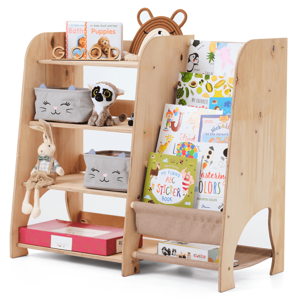 Wooden Montessori Shelves for Toddler 2in1: Bookshelf & Toy Shelving (ONLINE ORDER ONLY)