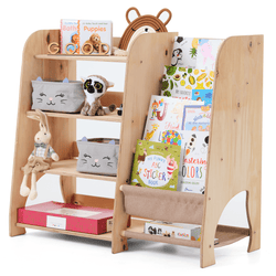 Wooden Montessori Shelves for Toddler 2in1: Bookshelf & Toy Shelving (ONLINE ORDER ONLY)