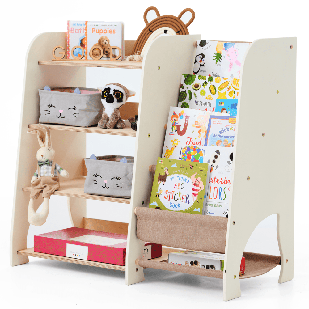Wooden Montessori Shelves for Toddler 2in1: Bookshelf & Toy Shelving (ONLINE ORDER ONLY)