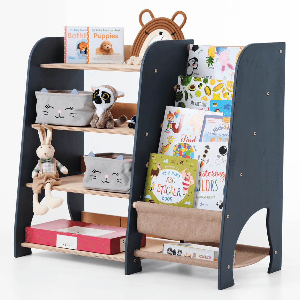 Wooden Montessori Shelves for Toddler 2in1: Bookshelf & Toy Shelving (ONLINE ORDER ONLY)