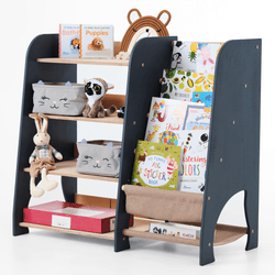 Wooden Montessori Shelves for Toddler 2in1: Bookshelf & Toy Shelving (ONLINE ORDER ONLY)