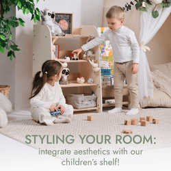 Wooden Montessori Shelves for Toddler 2in1: Bookshelf & Toy Shelving (ONLINE ORDER ONLY)