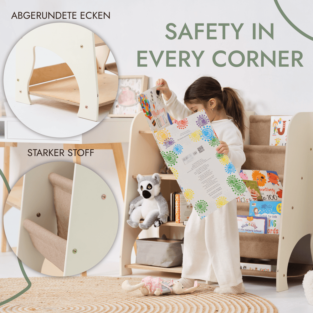 Wooden Montessori Shelves for Toddler 2in1: Bookshelf & Toy Shelving (ONLINE ORDER ONLY)